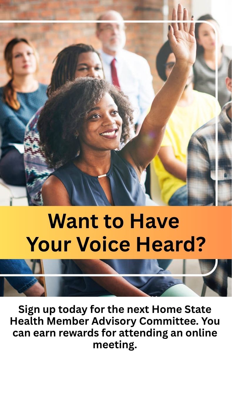 woman with hand raised - sign up today for next  member advisory committee